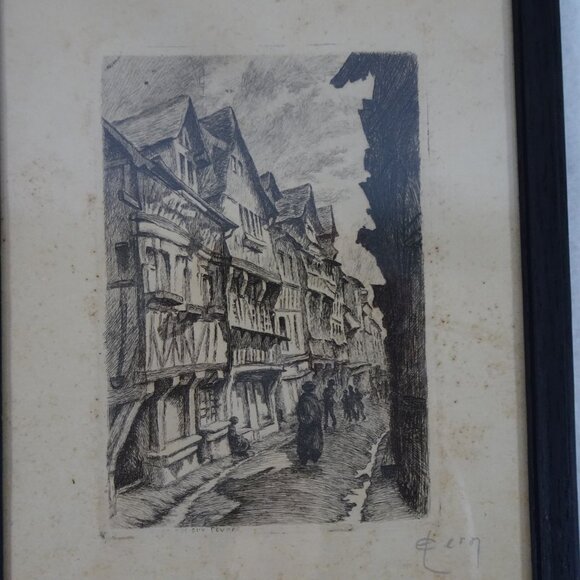 Emile LEROI (1887-1944) Engraving France Pencil Signed Lisieux La Rue Aux Fevres - Picture 3 of 16